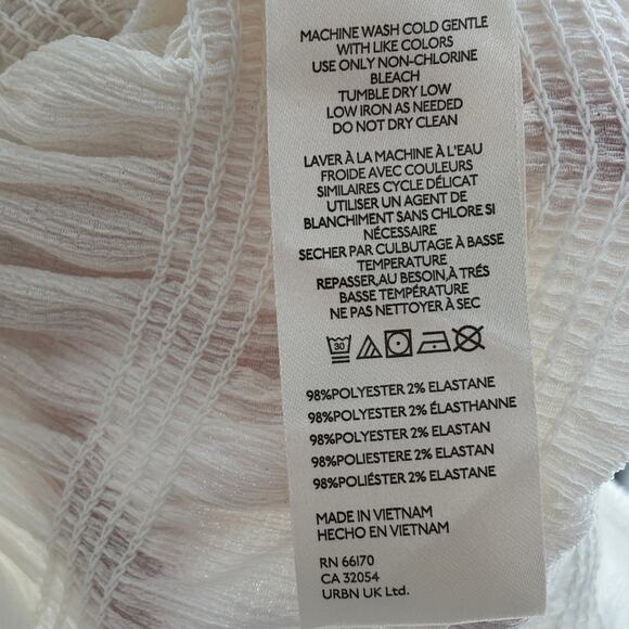 Anthropologie Maeve White Smocked Button Front Top - Picture 11 of 11